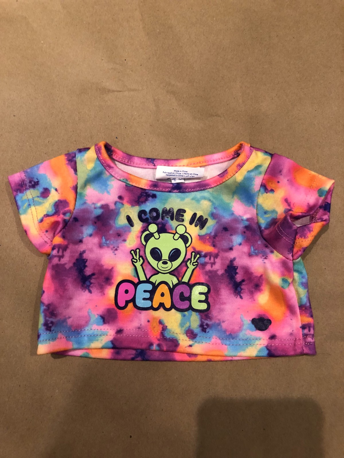 Build A Bear Alien Shirt "I Come In Peace" Tye Dyed
