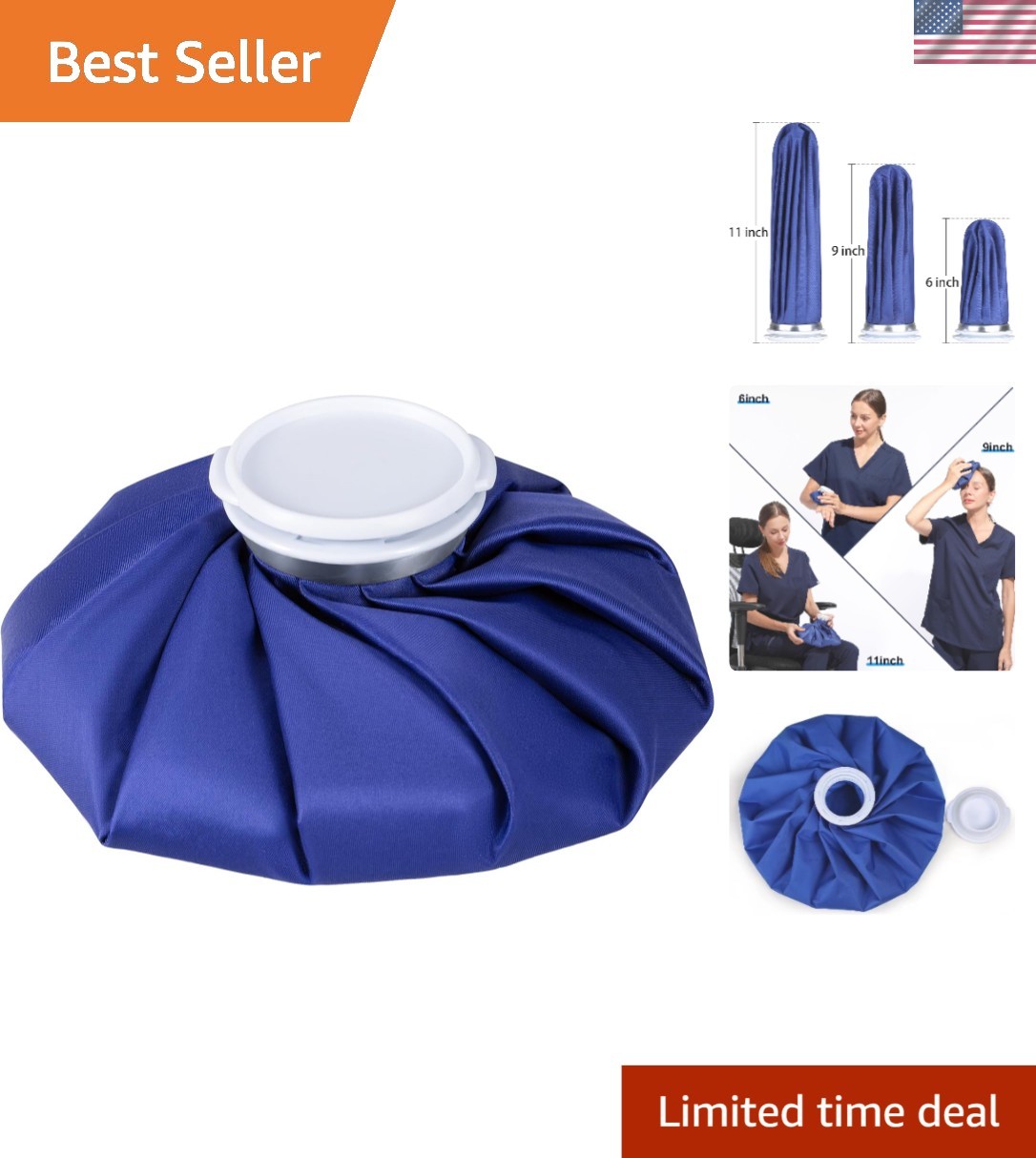 9-Inch Reusable Ice Pack & Hot Water Bag for Injury Recovery - Versatile Therapy