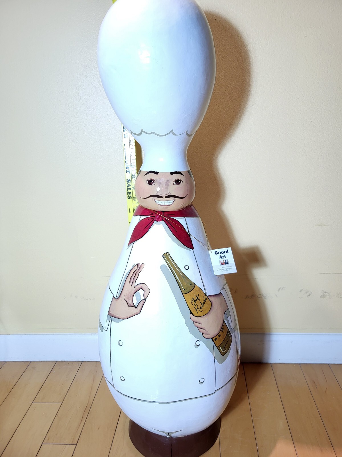 Huge Gourd Chef 34" Tall Hand Painted Signed & Dated By Artist #2228