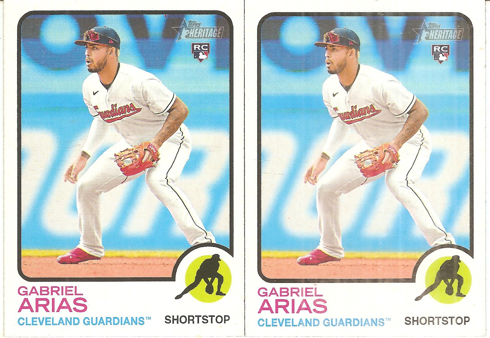 2 CARD 2022 TOPPS HERITAGE GABRIEL ARIAS ROOKIE BASEBALL CARD LOT
