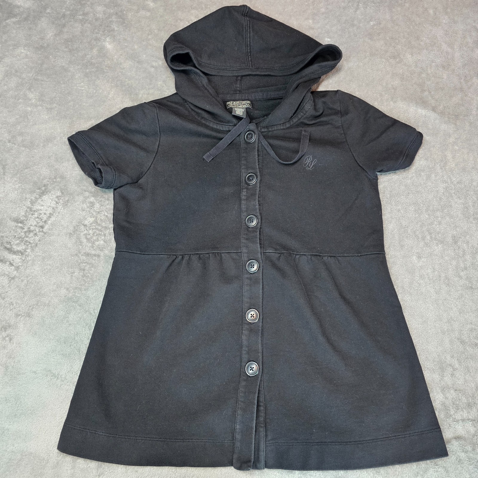 POLO RALPH LAUREN Beach Hoodie Black Label Youth Medium Black Swim suit Cover up