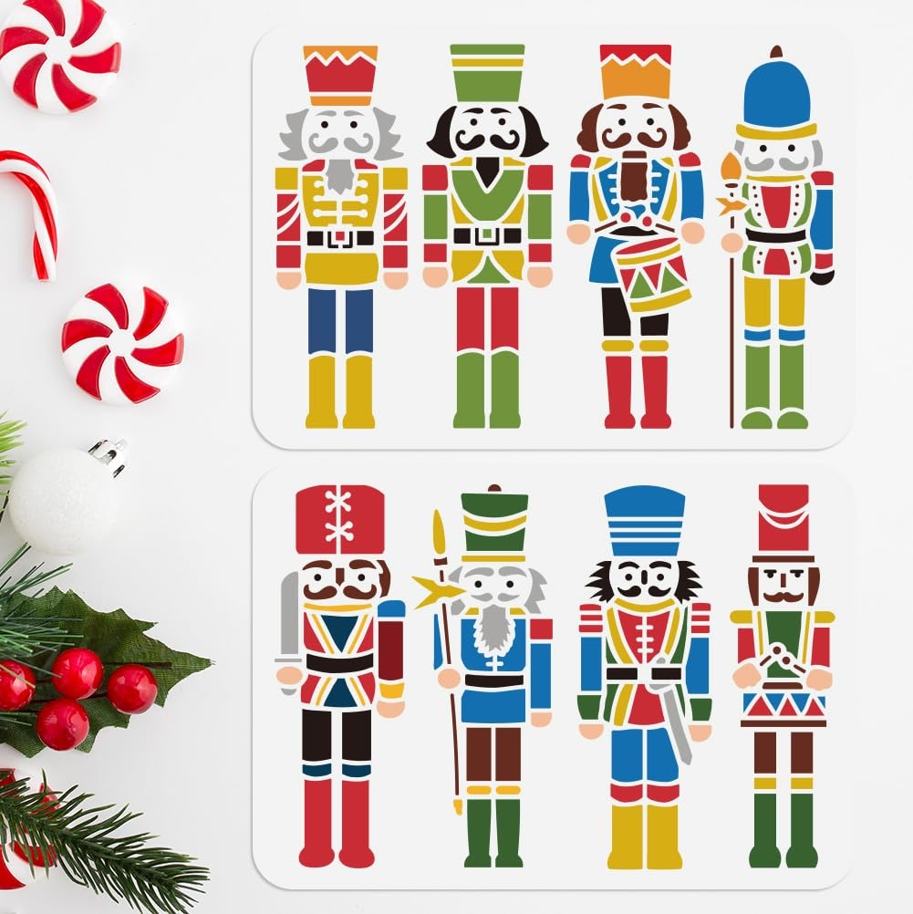 DOODLREAM 8 Styles Nutcracker Christmas Stencils 11.7 inches by 8.3 