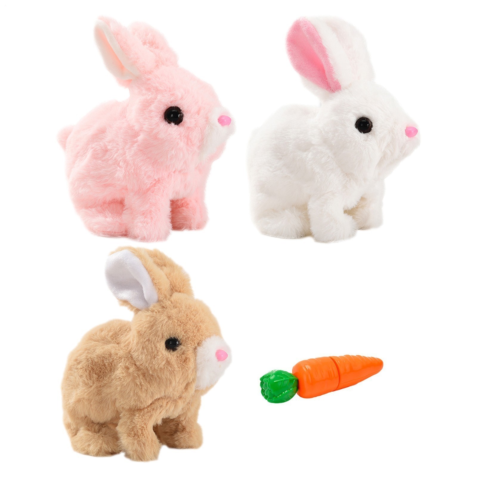 Electric Plush Rabbit Jumping Rabbit Interactive Bunny Robot Toy with Carrot