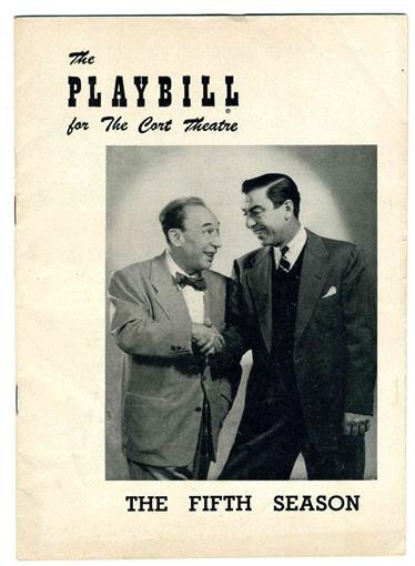 Playbill Fifth Season 1953 Menasha Skulnik Perry Como Richard Whorf 
