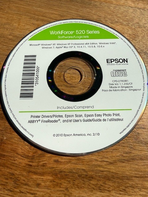 Epson WorkForce 520 Series Software CD Printer Drivers Scan Print CPD-27903R1