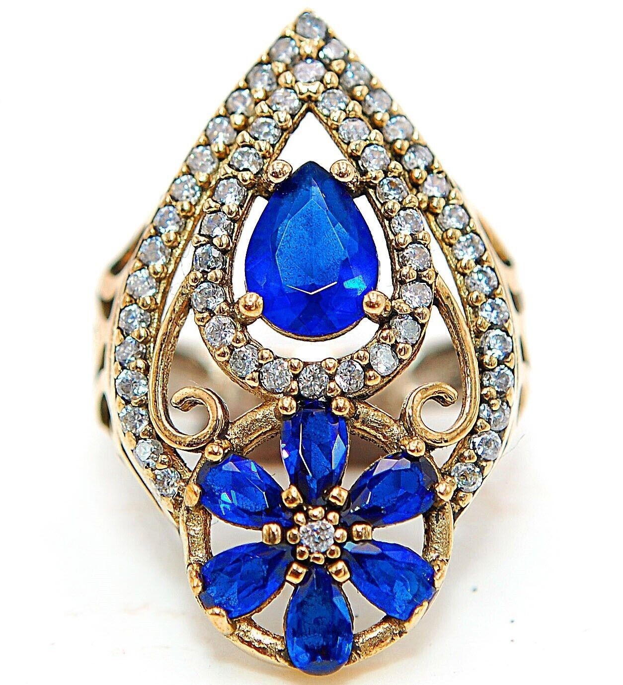 Ottoman Empire Style 4CT Treated Sapphire 925 Sterling Silver Ring Sz 8 HB2-6