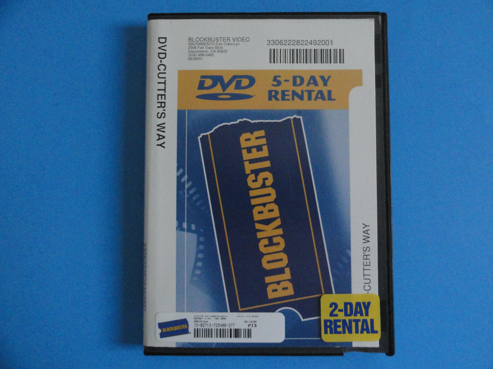 BLOCKBUSTER VIDEO STORE DVD RENTAL CASE - " CUTTER'S WAY "  - NO MOVIE 