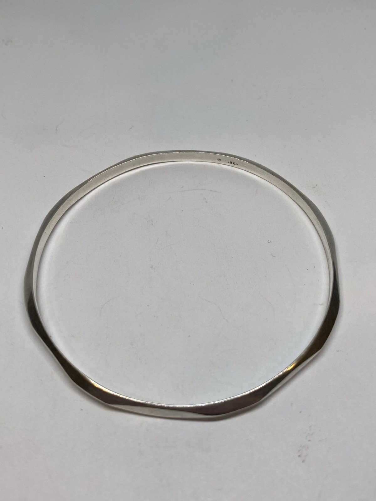 10g 925 STERLING SILVER ABSTRACT MODERNIST BANGLE BRACELET DESIGNER STAMPED