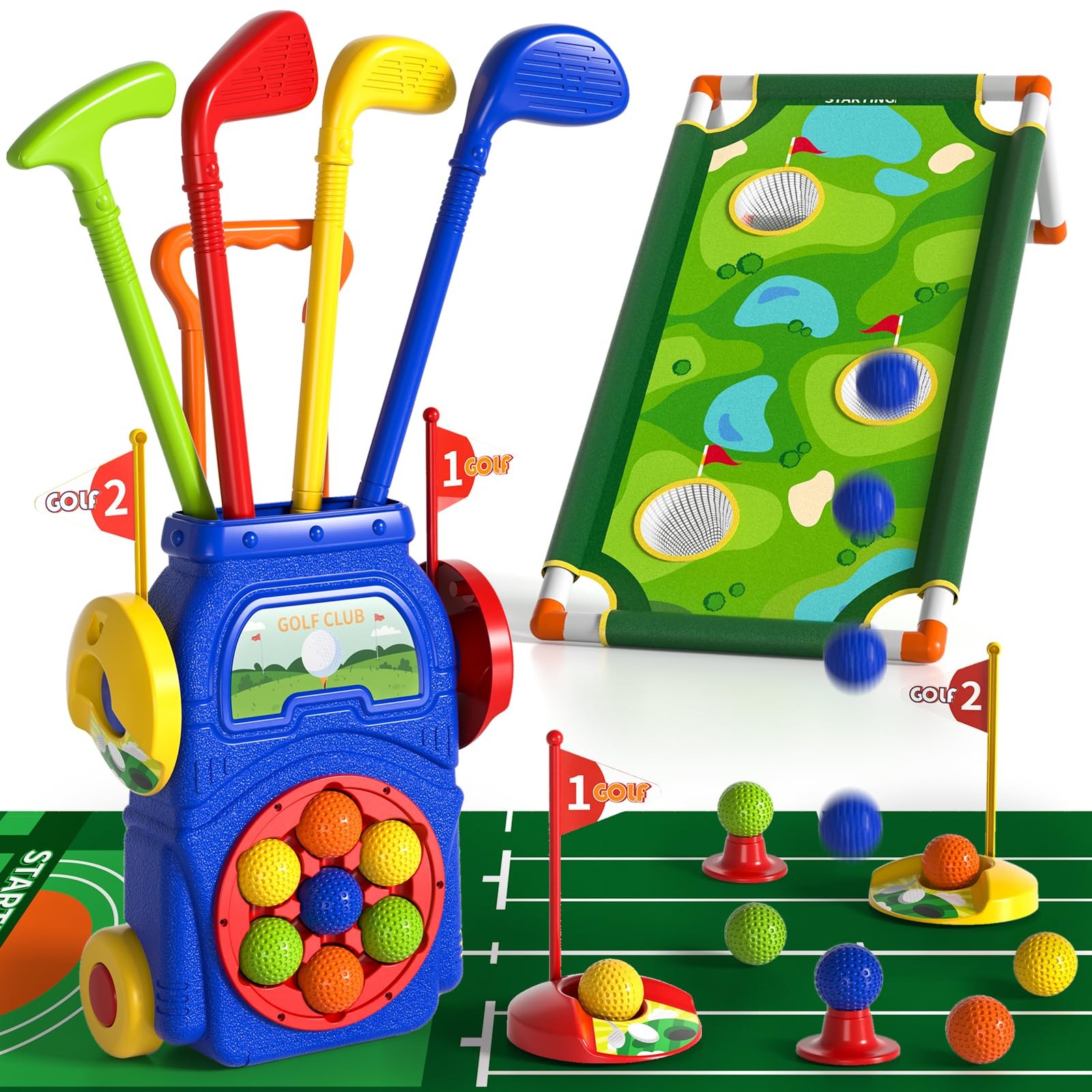 Toddler Golf Set Toys for Kids, Kids Toddler Golf Clubs with 7 Balls, Putting...