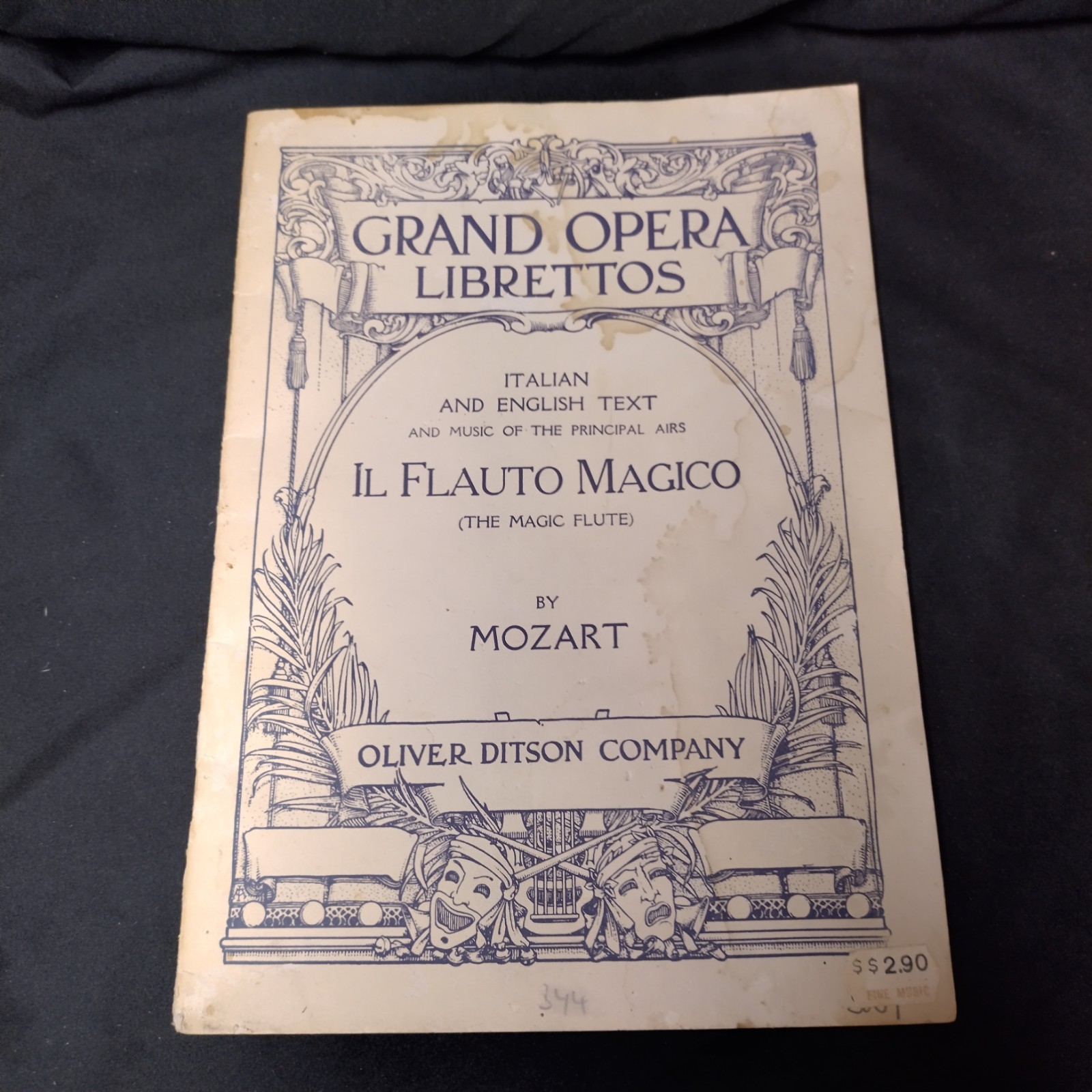 1890's Copy Mozart's Il Flauto Magico, The Magic Flute by Oliver Ditson Company