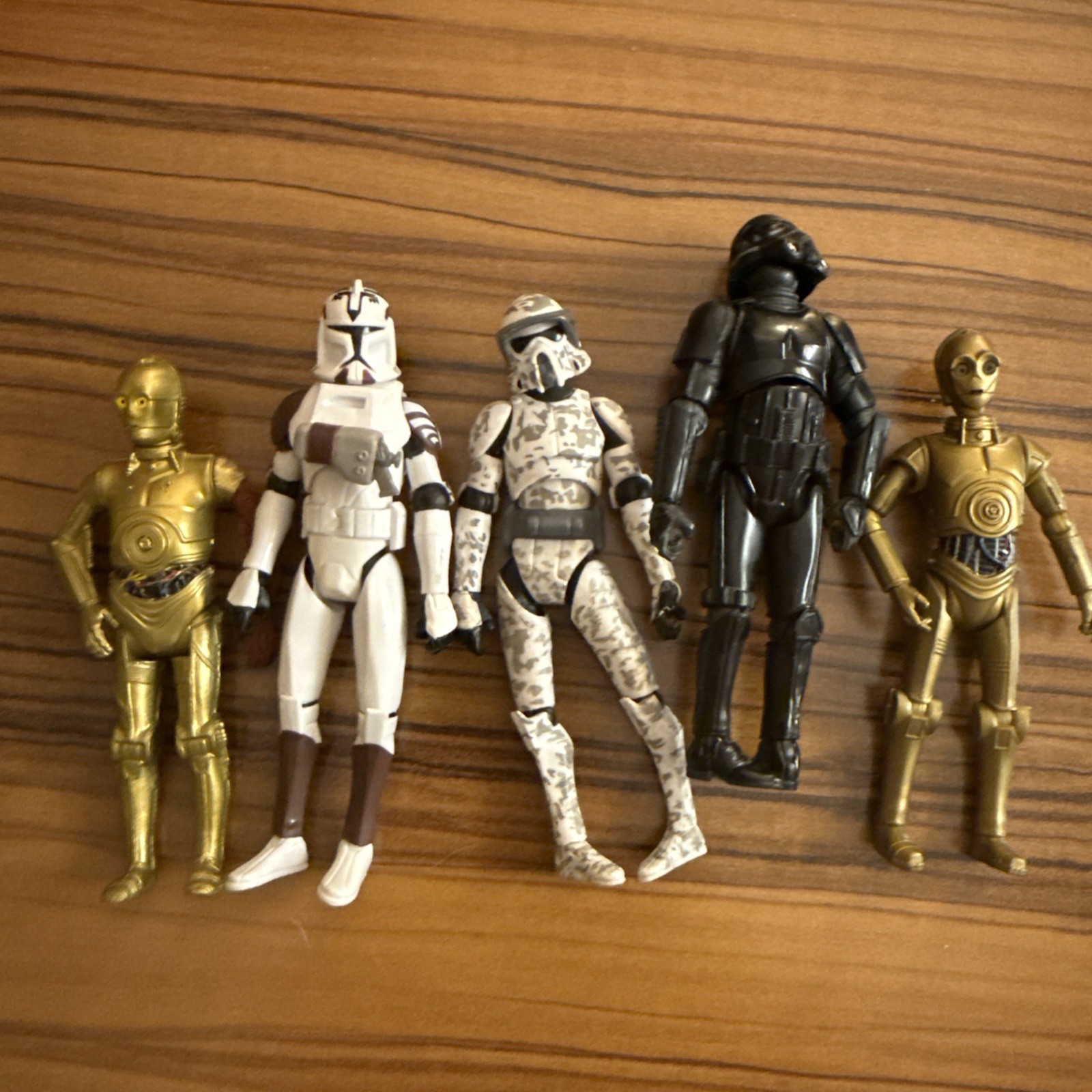 Lot of 5 Star Wars 2008 Hasbro 3.75” Figures Clone Troopers C-3PO Shadow Trooper