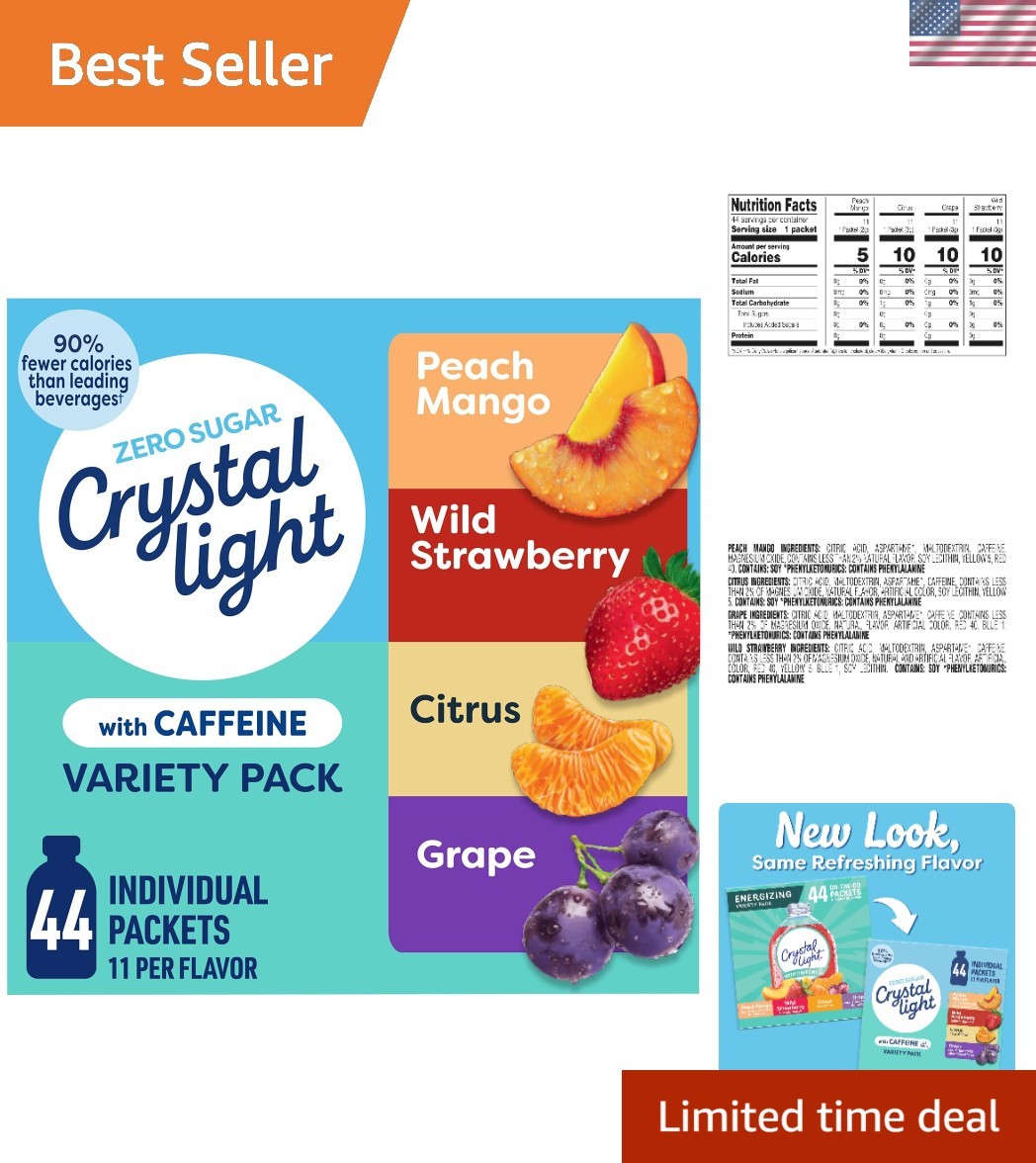 44-Count Energizing Drink Mix Pack: Sugar-Free, Fruity Flavors & 60mg Caffeine