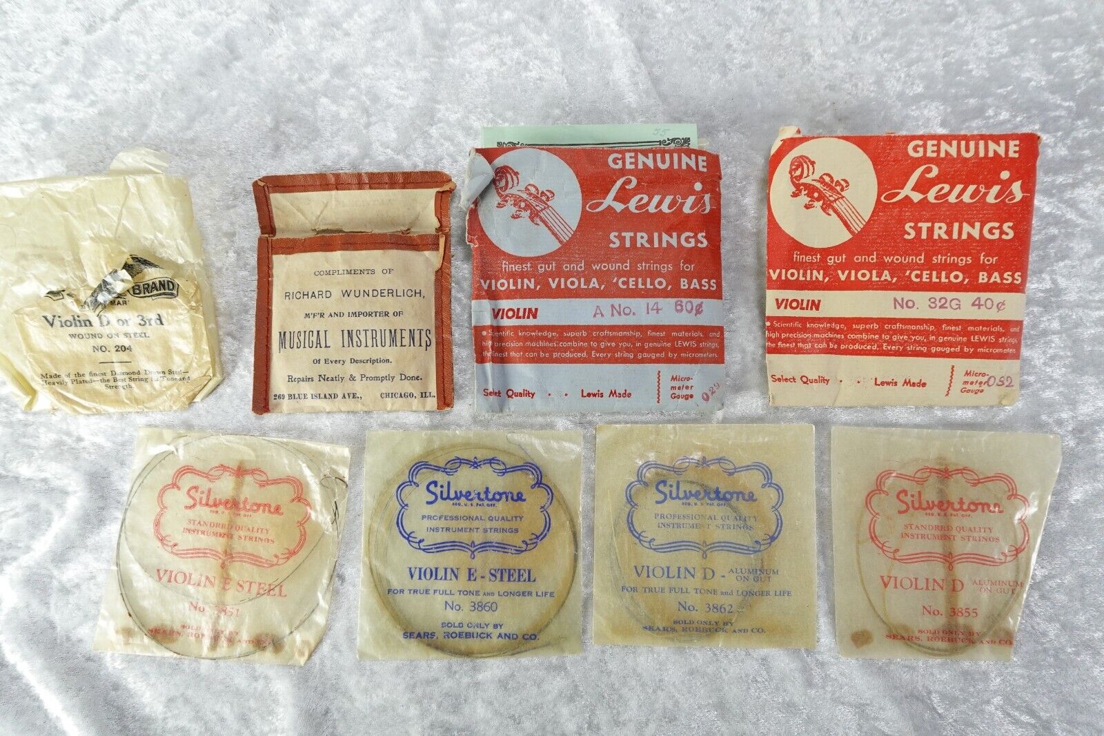 Antique Advertiser Packaging Richard Wunderlich Genuine Lewis Violin Strings