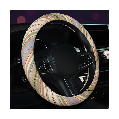 Boho Steering Wheel Cover, 15.0"×15.0" Anti-Slip Baja Blanket Ethnic Style G