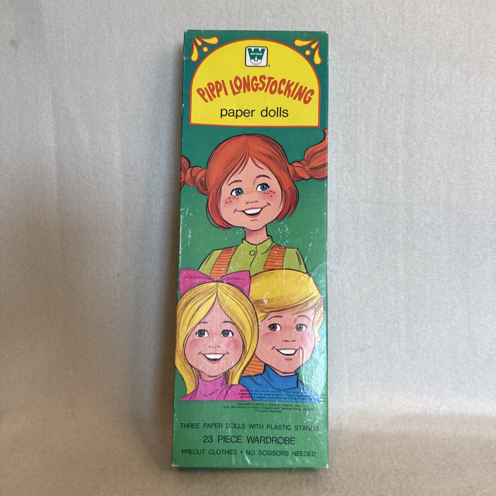 Vintage Pippi Longstocking Paper Doll Set 3 Dolls 2 Stands Clothes Whitman 1976