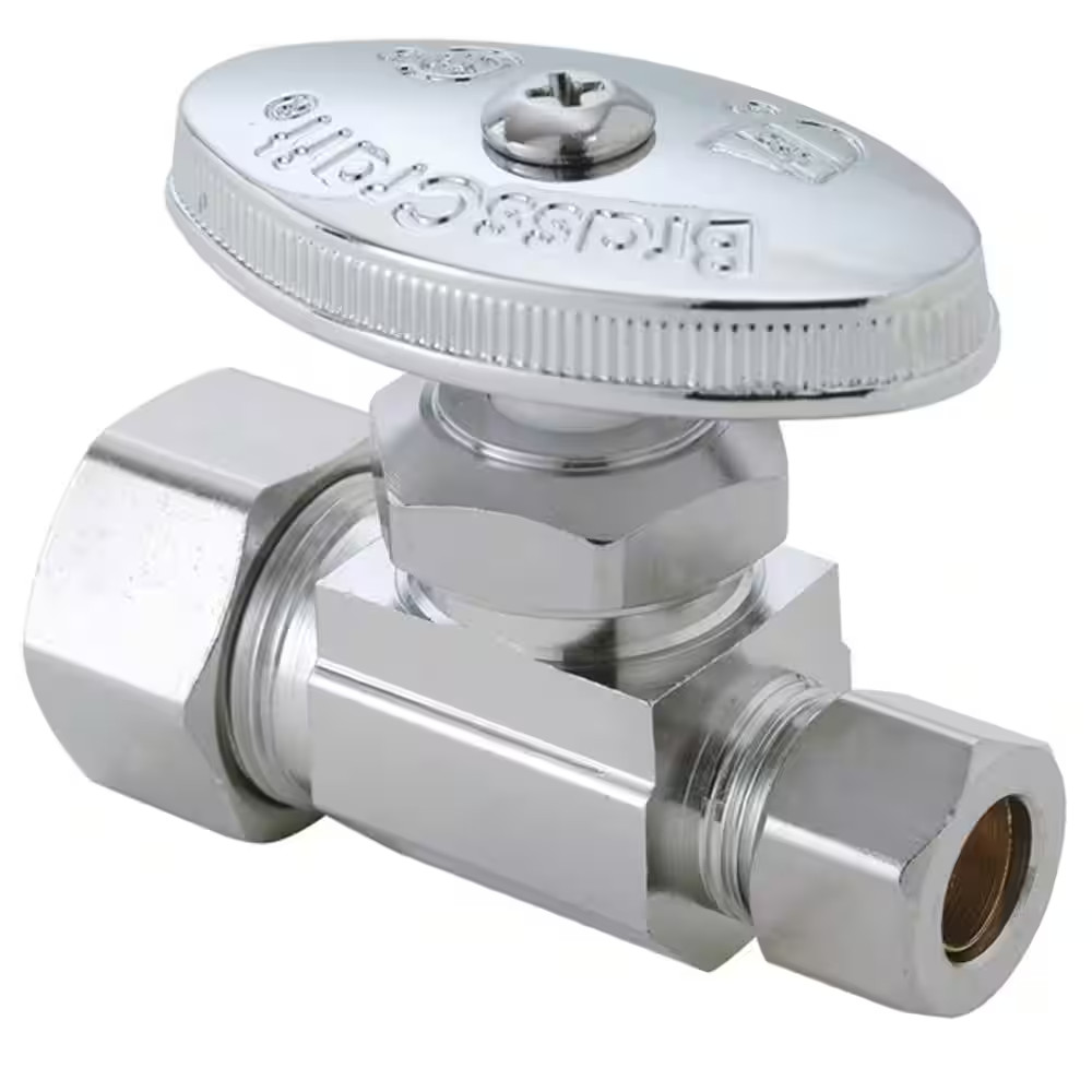 1/2 In. Compression Inlet X 3/8 In. Compression Outlet Brass Multi-Turn Straight