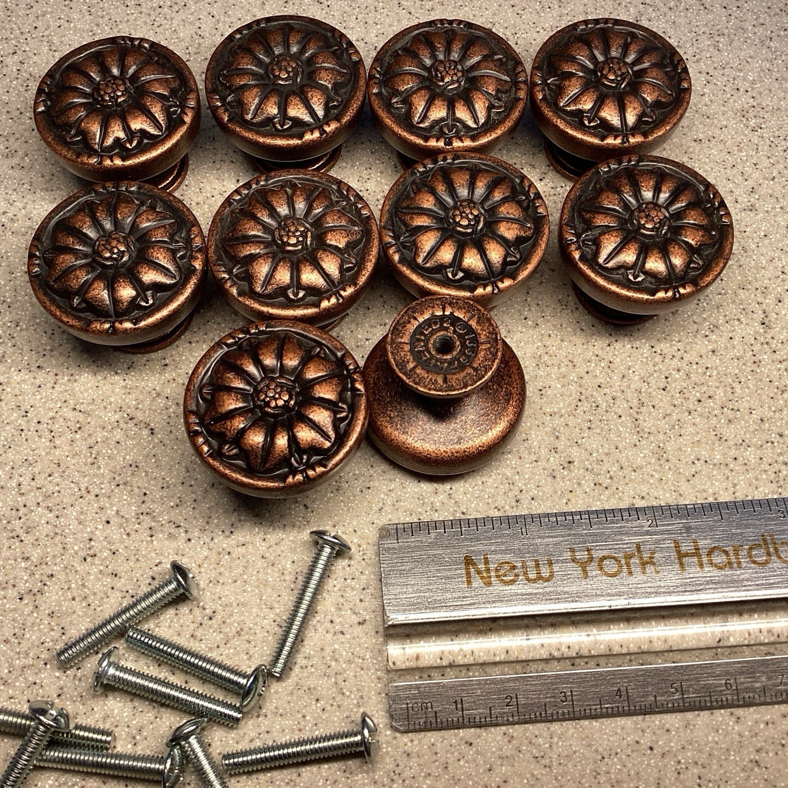Lot of 10 Vintage Amerock Elegance 1 1/2  Copper Knobs
