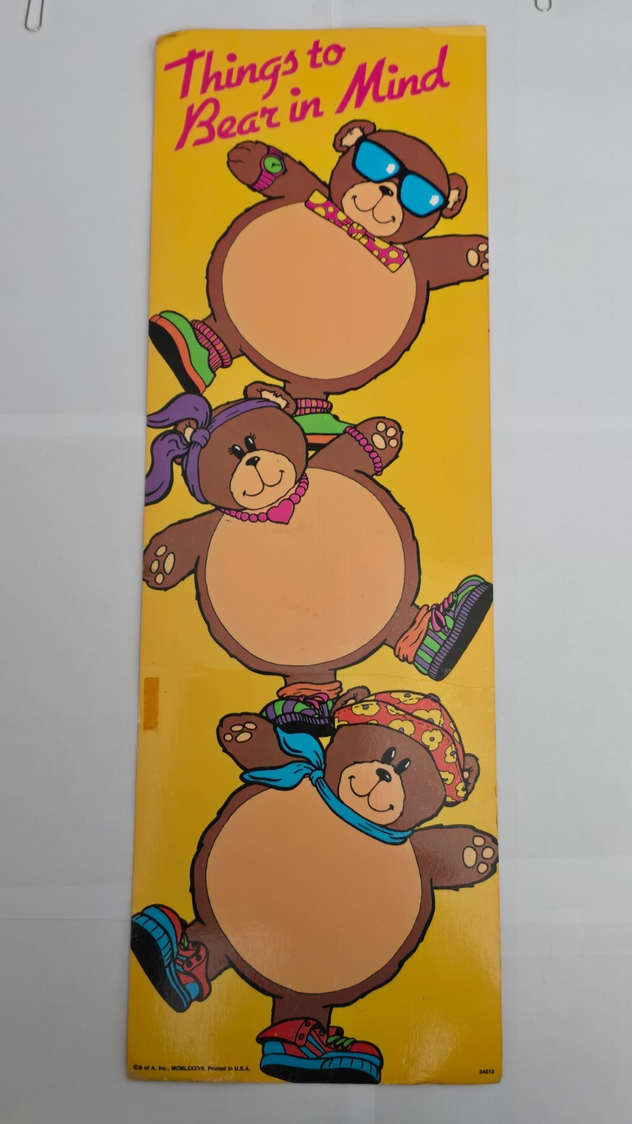 Vintage 1987 Things To Bear In Mind Poster B of A Inc 18x6 USA 1980's Retro Cool