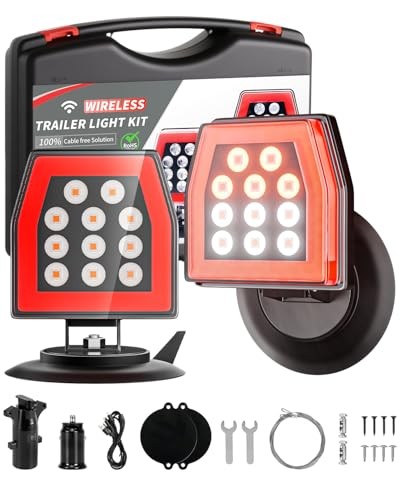 Wireless Trailer Lights, Magnetic LED Trailer Lights with Adjustable Bracket, 
