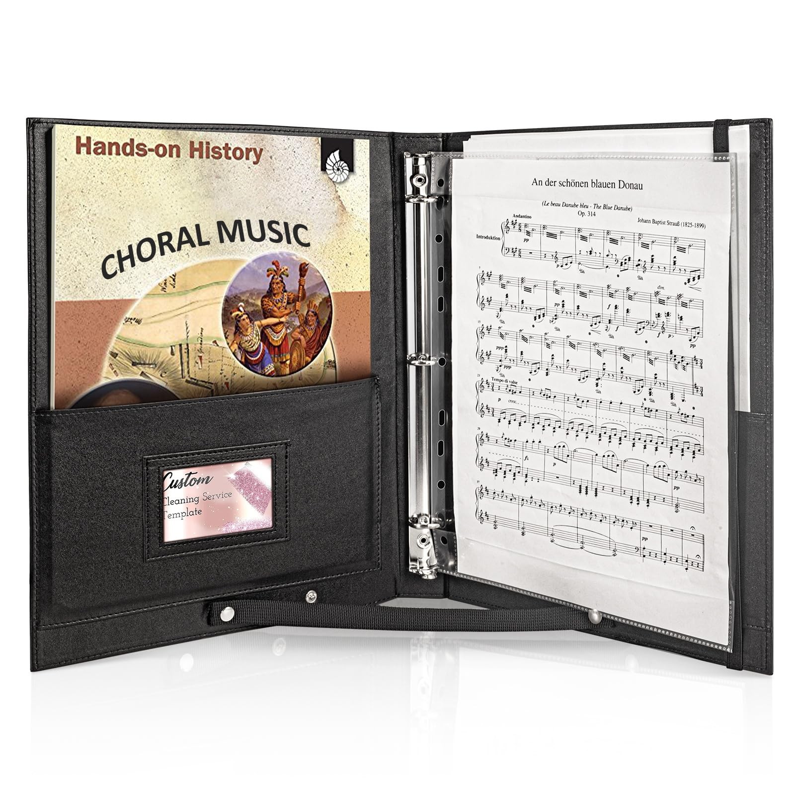 tutata Choral Music Holder, Sheet Folder with Handle and Strap, Black 
