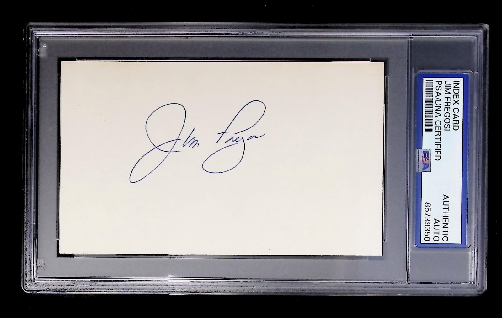 Jim Fregosi - Index Card Autograph  - PSA Tallboy Holder - 85739350