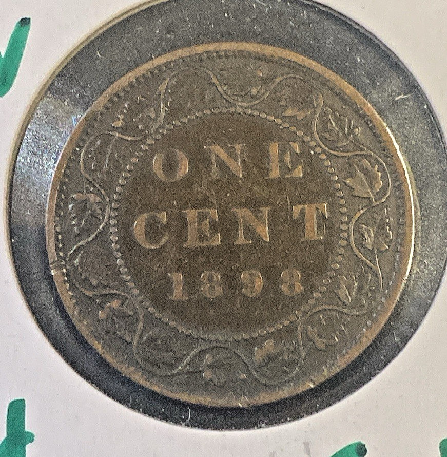 1898-H Canada One Cent - Large 1 Penny - F 15 - Queen Victoria - Bronze
