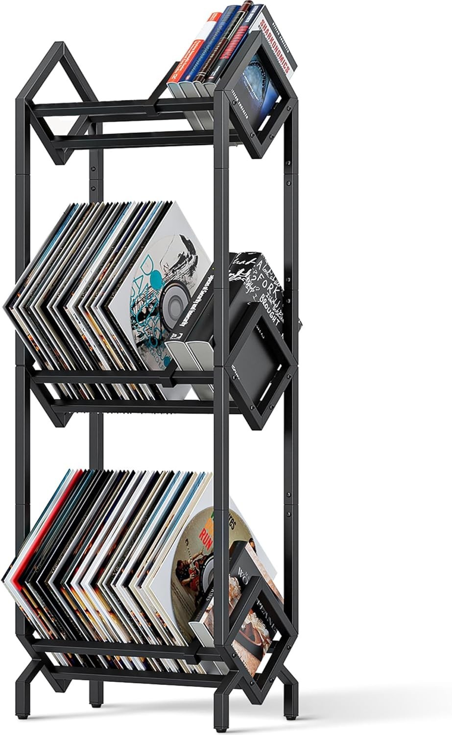 Vinyl Record Storage Rack, Record Holder 260-280 LP Storage Shelf Display Iron