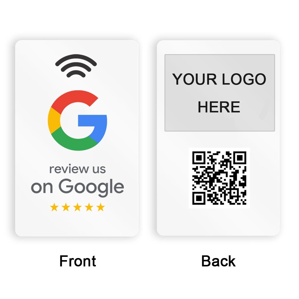 2 units Google Review Card NFC QR Code Personalized with Your LOGO with Stand