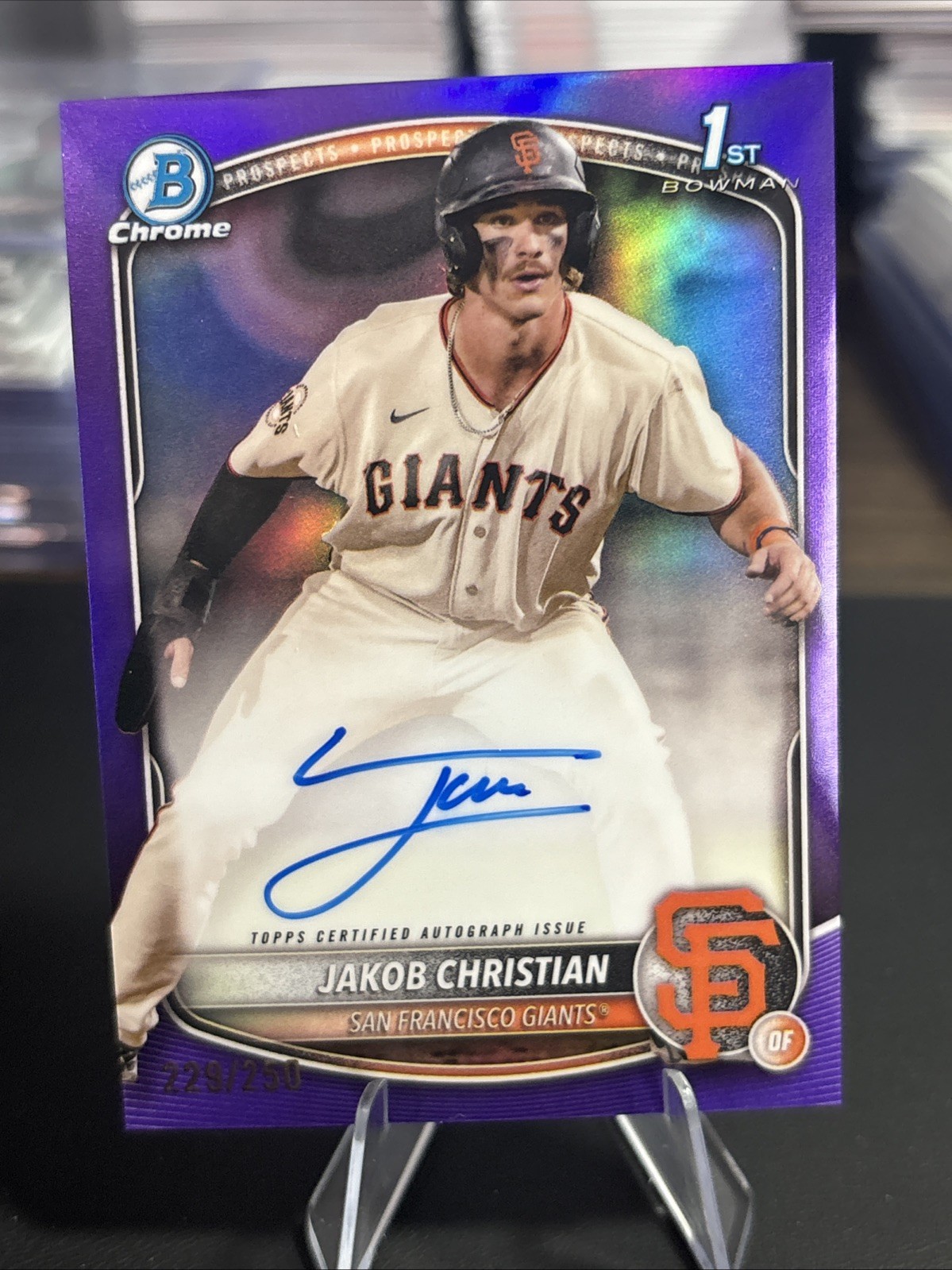 2025 BOWMAN CHROME 1st JAKOB CHRISTIAN Purple Refractor Auto 229 /250