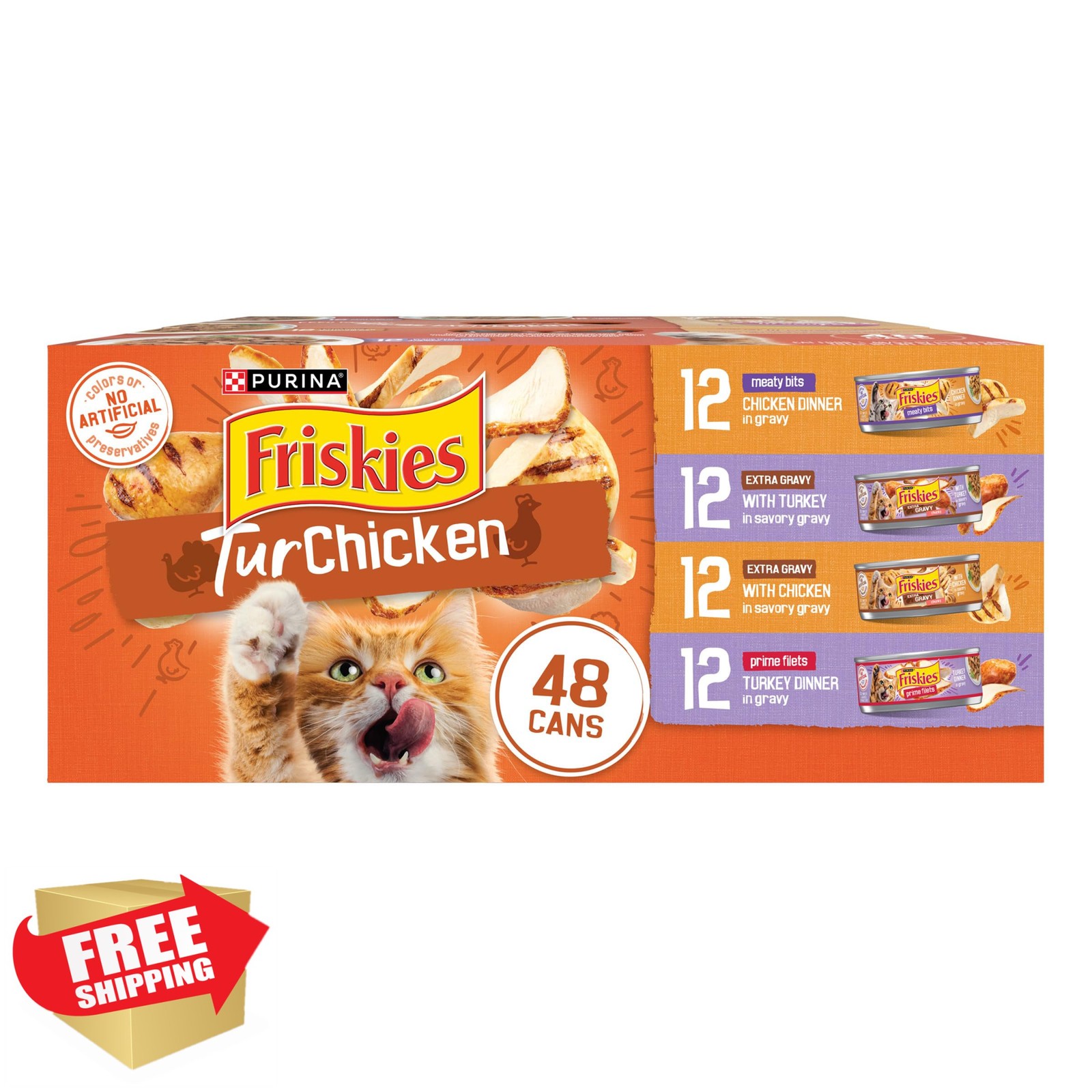 Purina Friskies TurChicken Cat Food Wet Variety Pack 48 ct