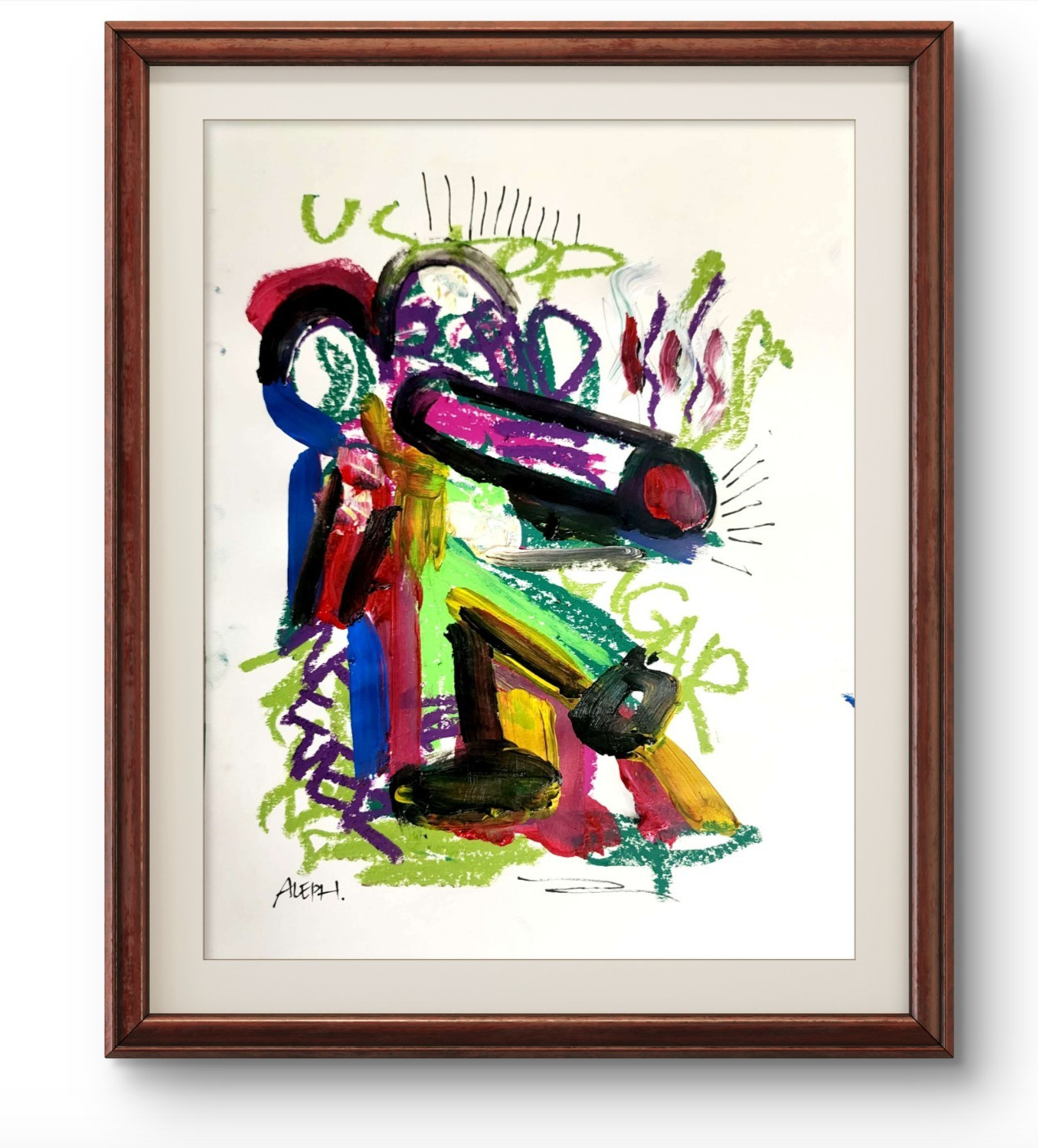 Aleph Original Art 14x11 Unique Abstract Expressionism Wall Art Gallery Paper