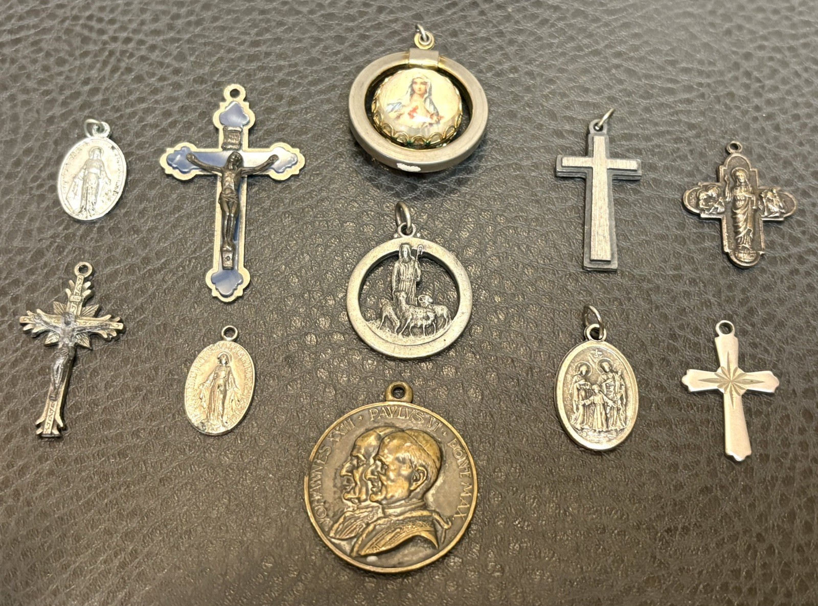 Vintage To Modern Christian Cross Crucifix Medal Religious Jewelry 11 Piece Lot