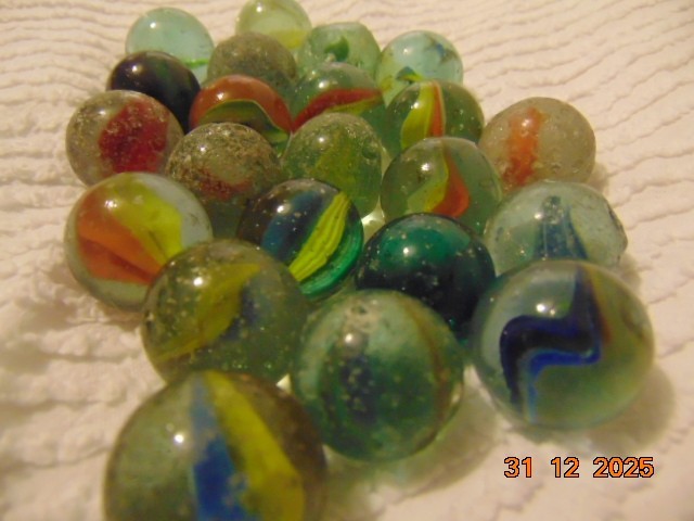 Old Glass Marbles, Cats Eye Pattern. 500gram (F)