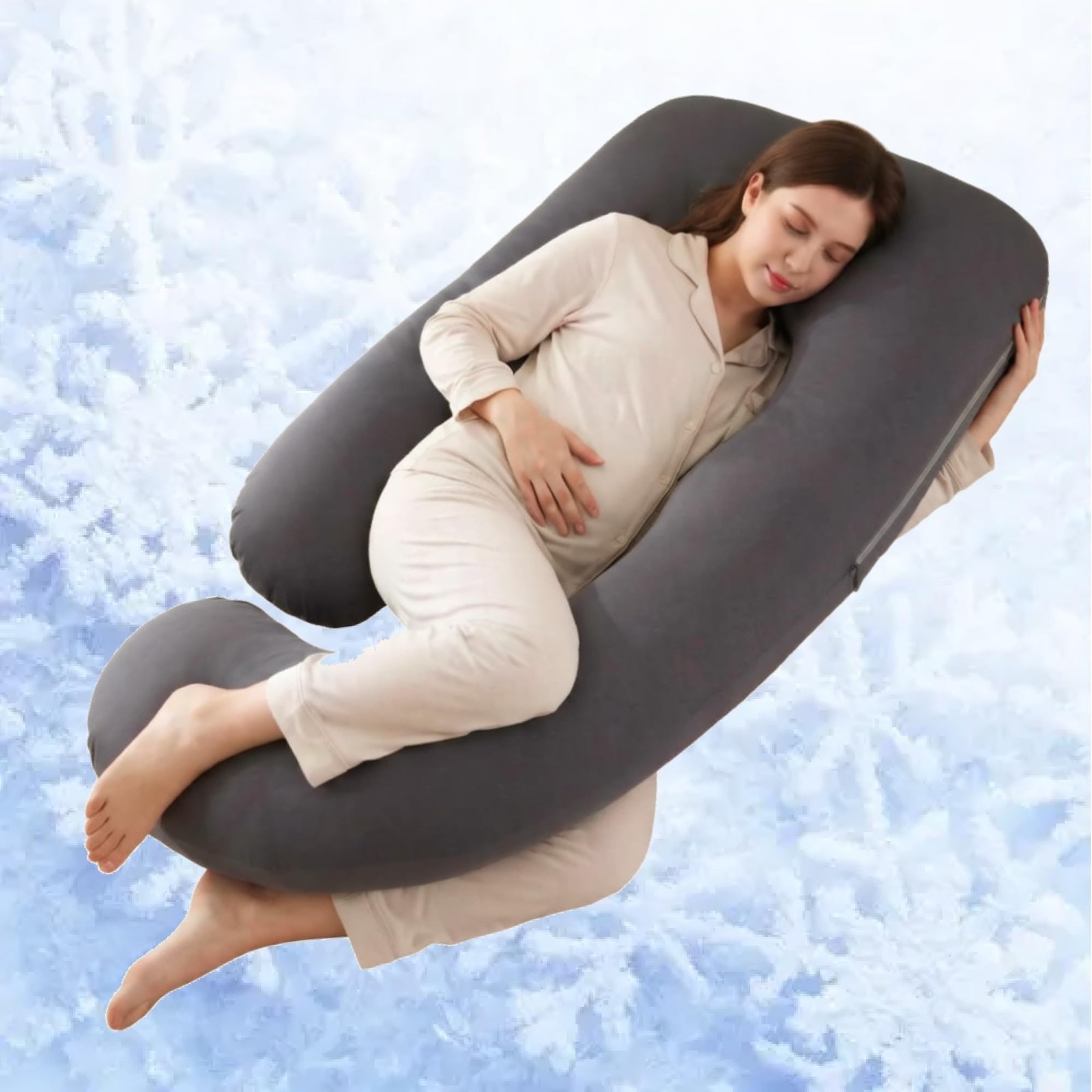 57 Inch Pregnancy Pillow Body Support for Legs Back Neck Shoulder Hips Belly