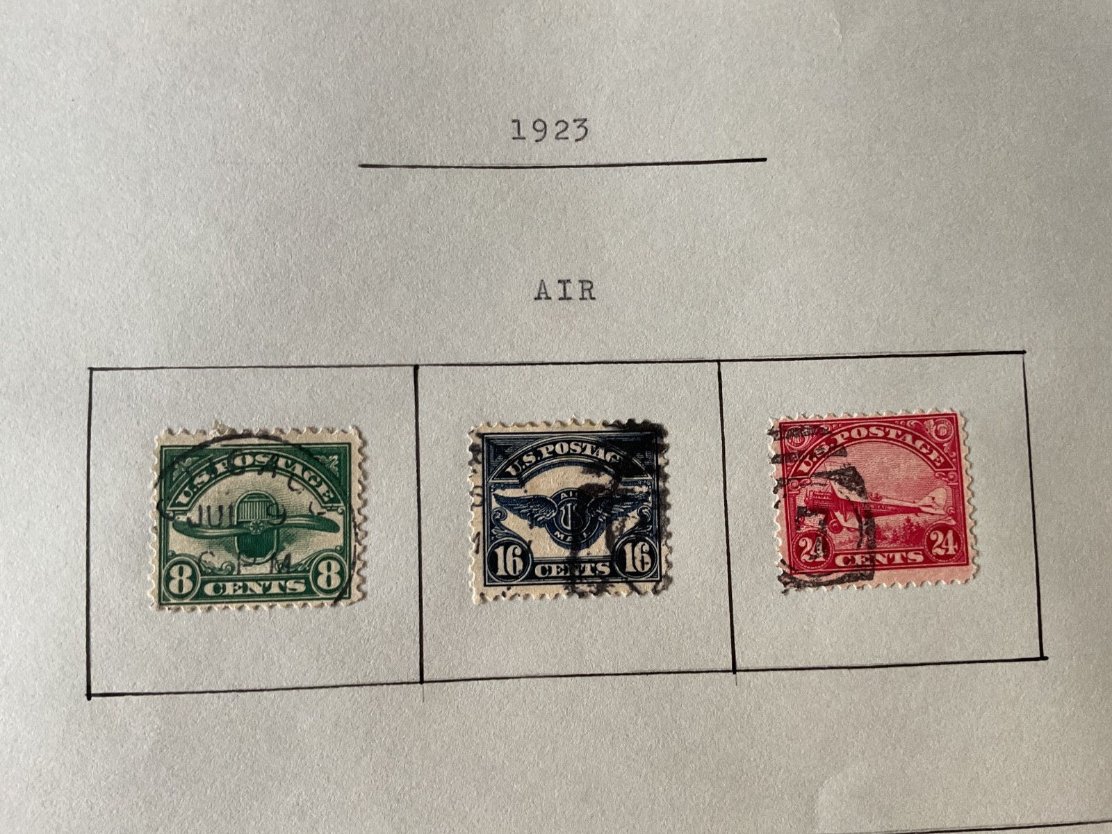 United States Air Jenny’s and propeller  & Hawaii stamps on page  B3187