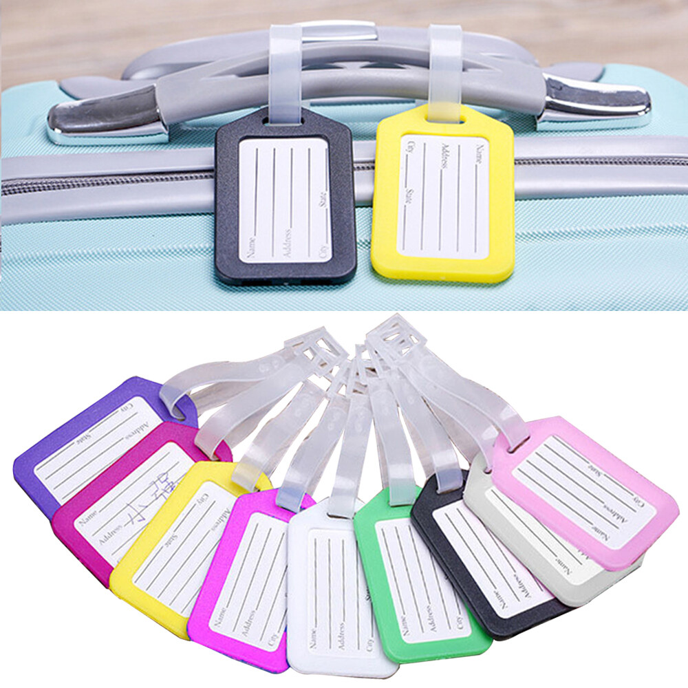 5-20X Travel Luggage Bag Tag Plastic Suitcase Baggage Office Name Address Label+