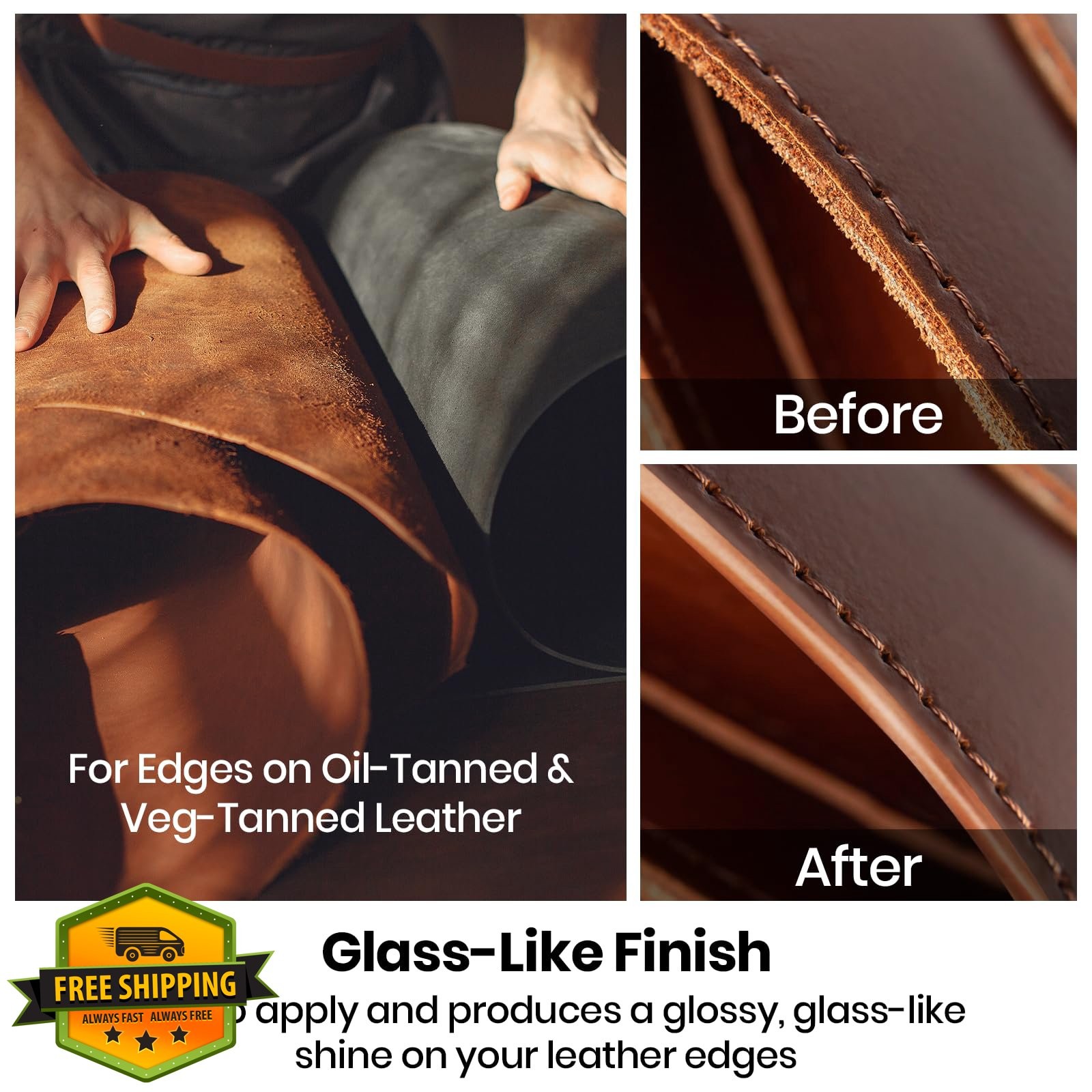 Calvana Pro Leather Edge Burnishing Gum 4.23 oz Oil Veg Tan Brush