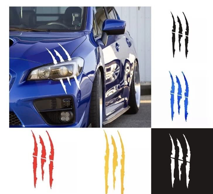 Car Stickers Reflective Monster Claw Scratch Marks Headlight Bumper Yellow