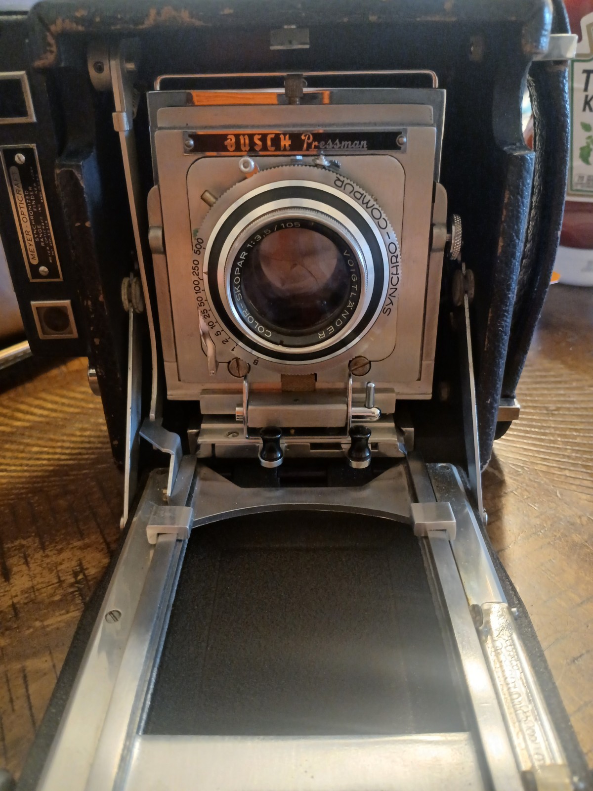 Vintage Busch Pressman Model C 4x5 Press Camera w/ Voigtländer Color-Skopar...
