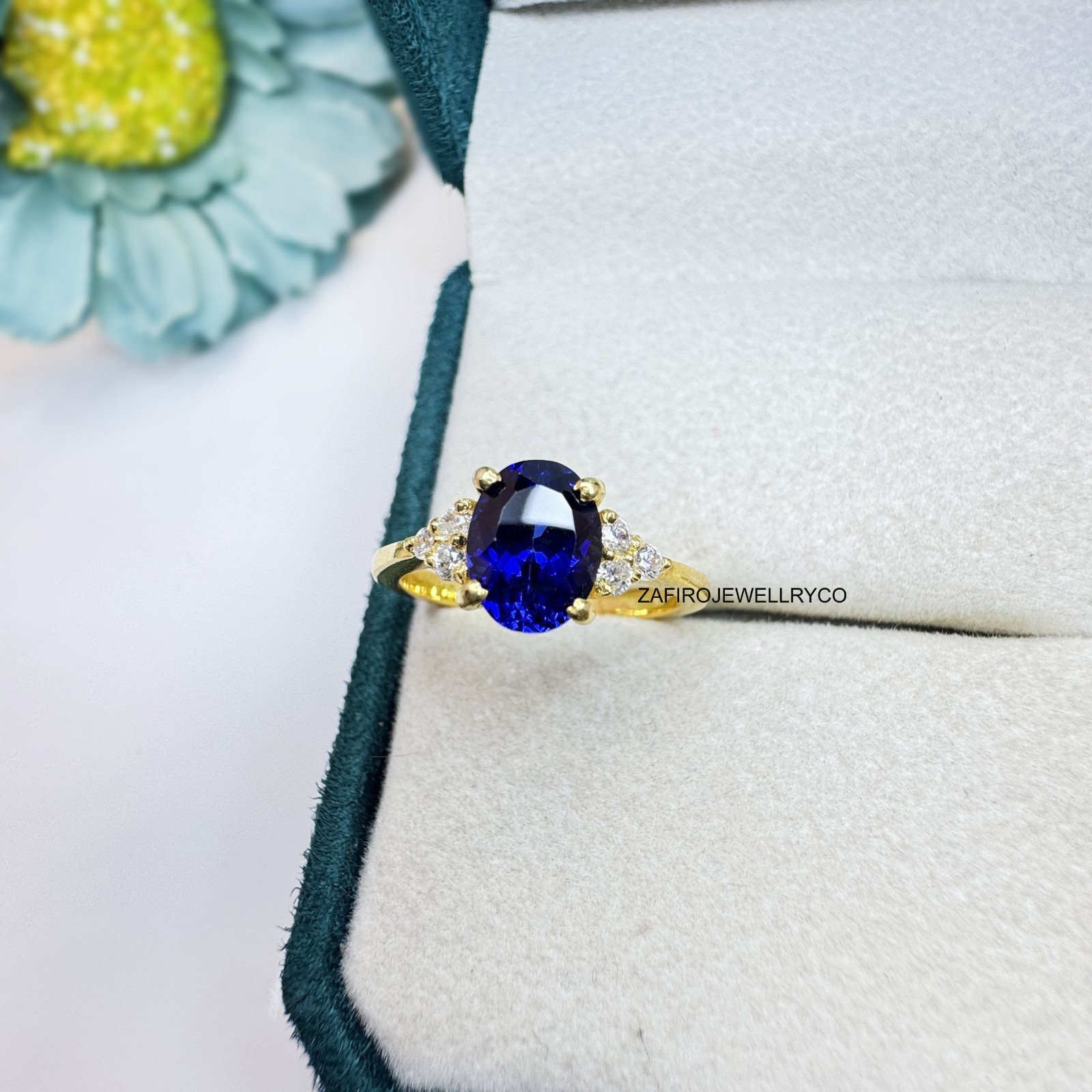Blue Sapphire Ring, Bridesmaid Ring, Engagement Ring, Purpose Ring, Lab Created