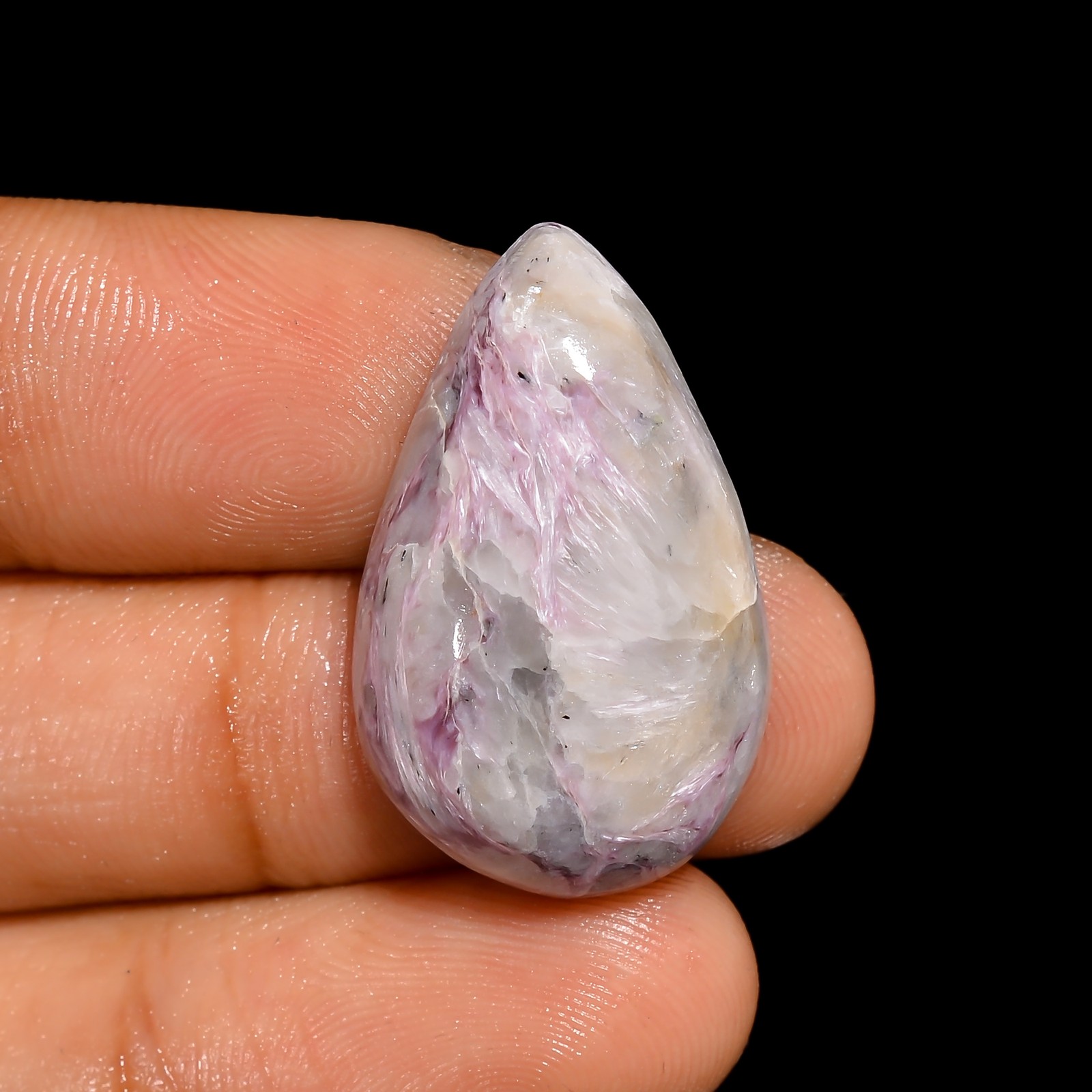 Natural Charoite Pear Shape Cabochon Loose Gemstone 21.5 Ct. 27X17X7 mm A-1690