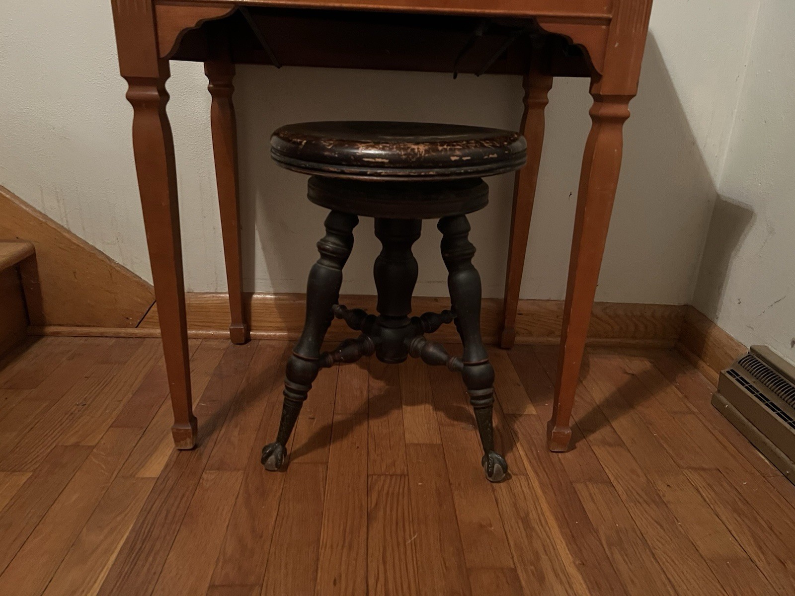 Antique Eagle Claw Stool | Table Feet On Glass Ball 1890’s Piano Stool Furniture
