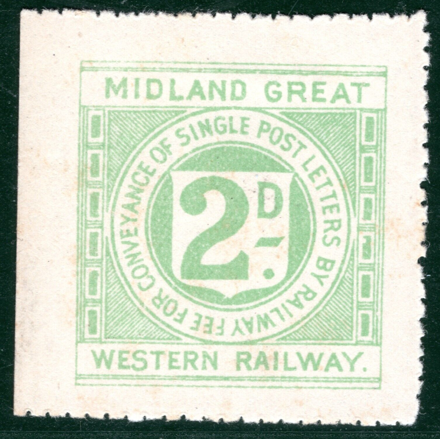 GB Ireland M&GWR Railway Letter Stamp 2d MIDLAND & GREAT WESTERN Mint B2WHITE73