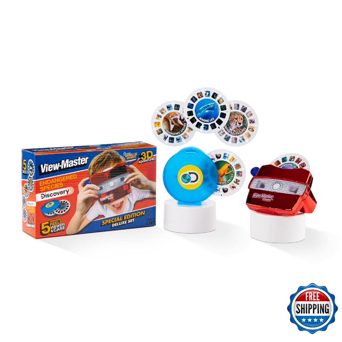 View-Master Classic Metallic Viewer w/ 5 Discovery Kids 3D Animal Reels