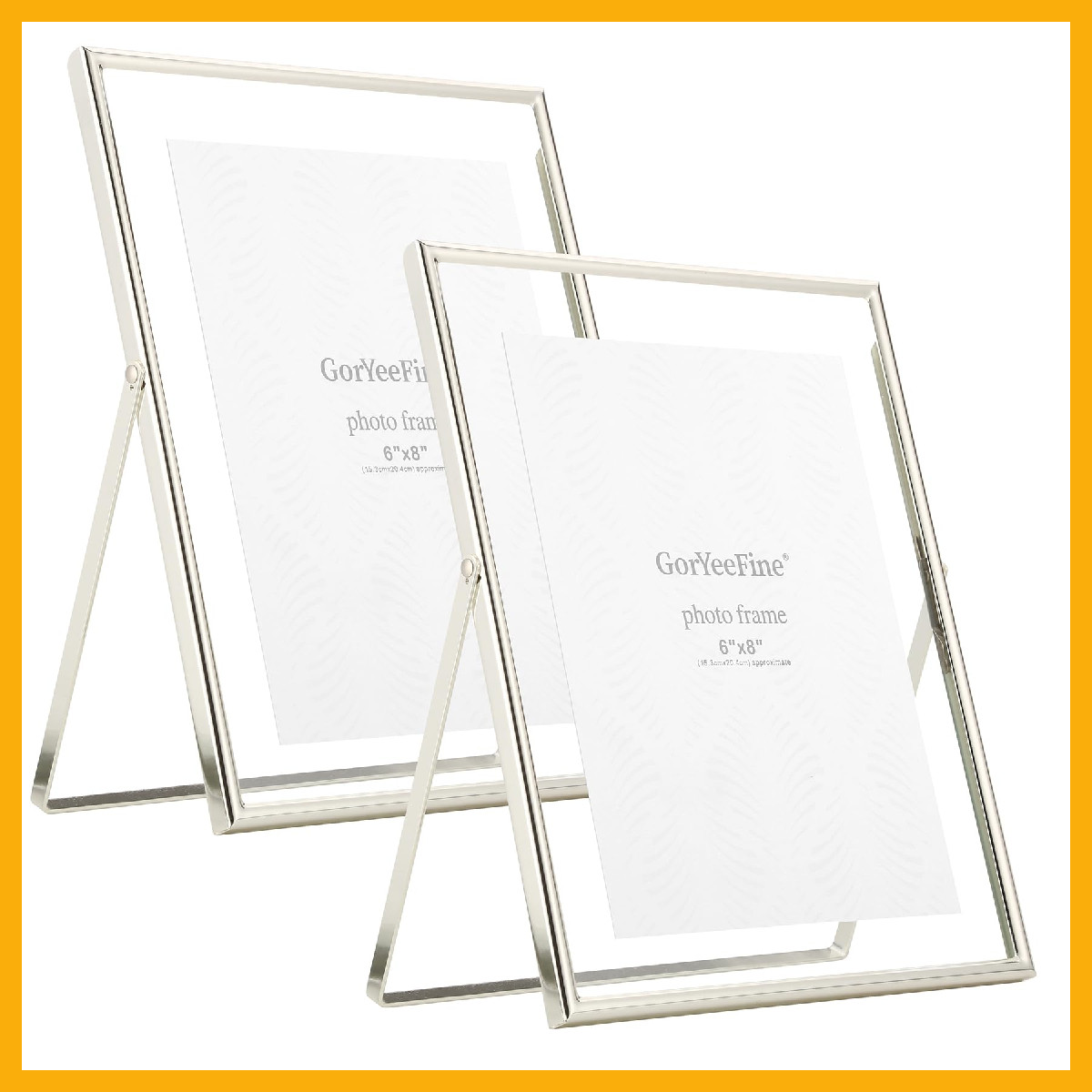 Silver Floating Frame 8x10" Set of 2 for 4x6, 5x7, 6x8, 7x9 Pictures
