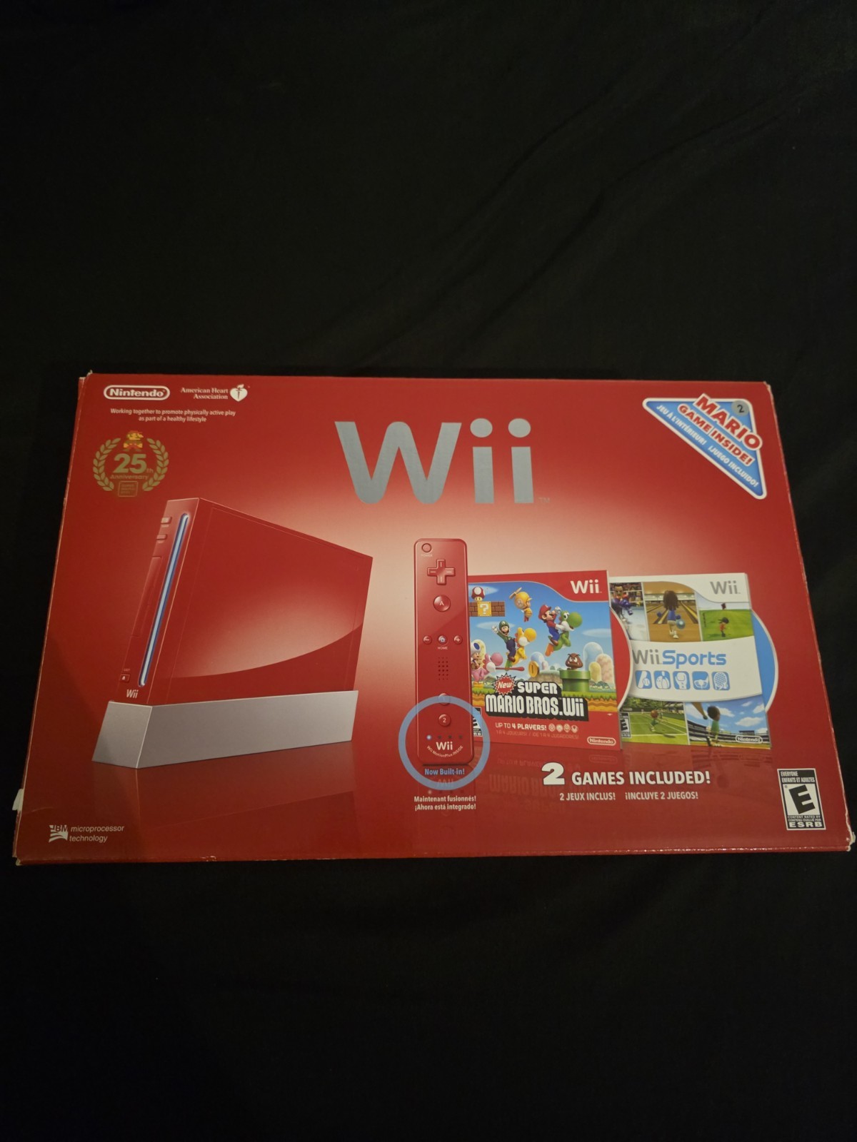 Wii 25th Anniversary Red Console Bundle Complete w/Mario Bros & Wii Sports. 