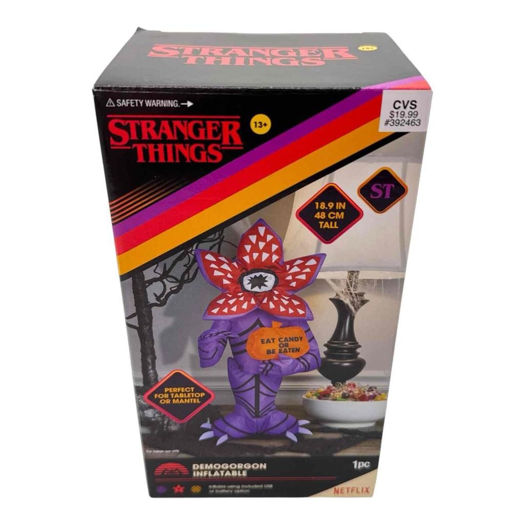 New in Box Stranger Things 19" Demogorgon Inflatable Halloween Decor USB Battery