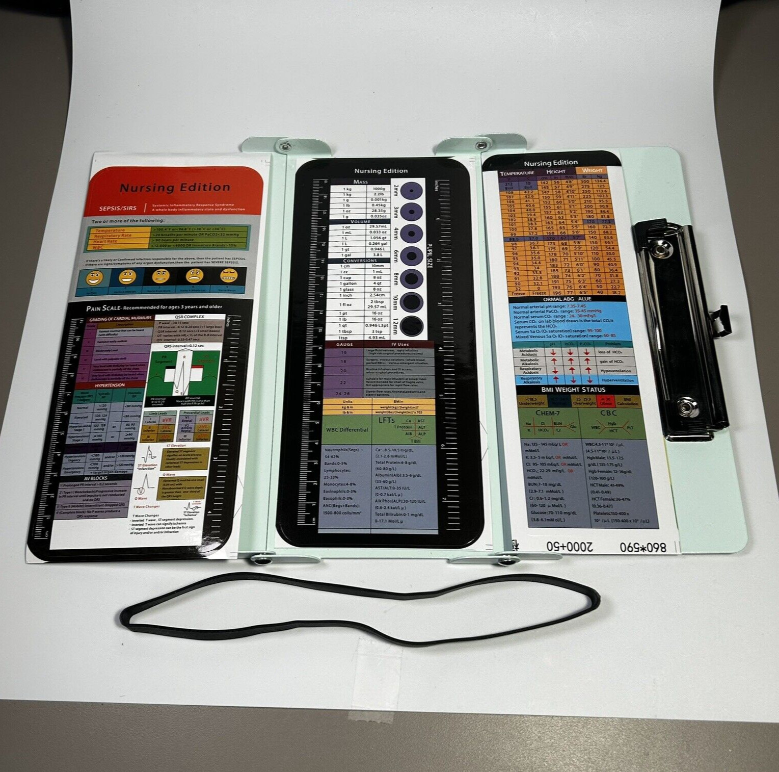 Nursing Clipboard With Medical Edition Cheat Sheets Trifold Mint Color Foldable