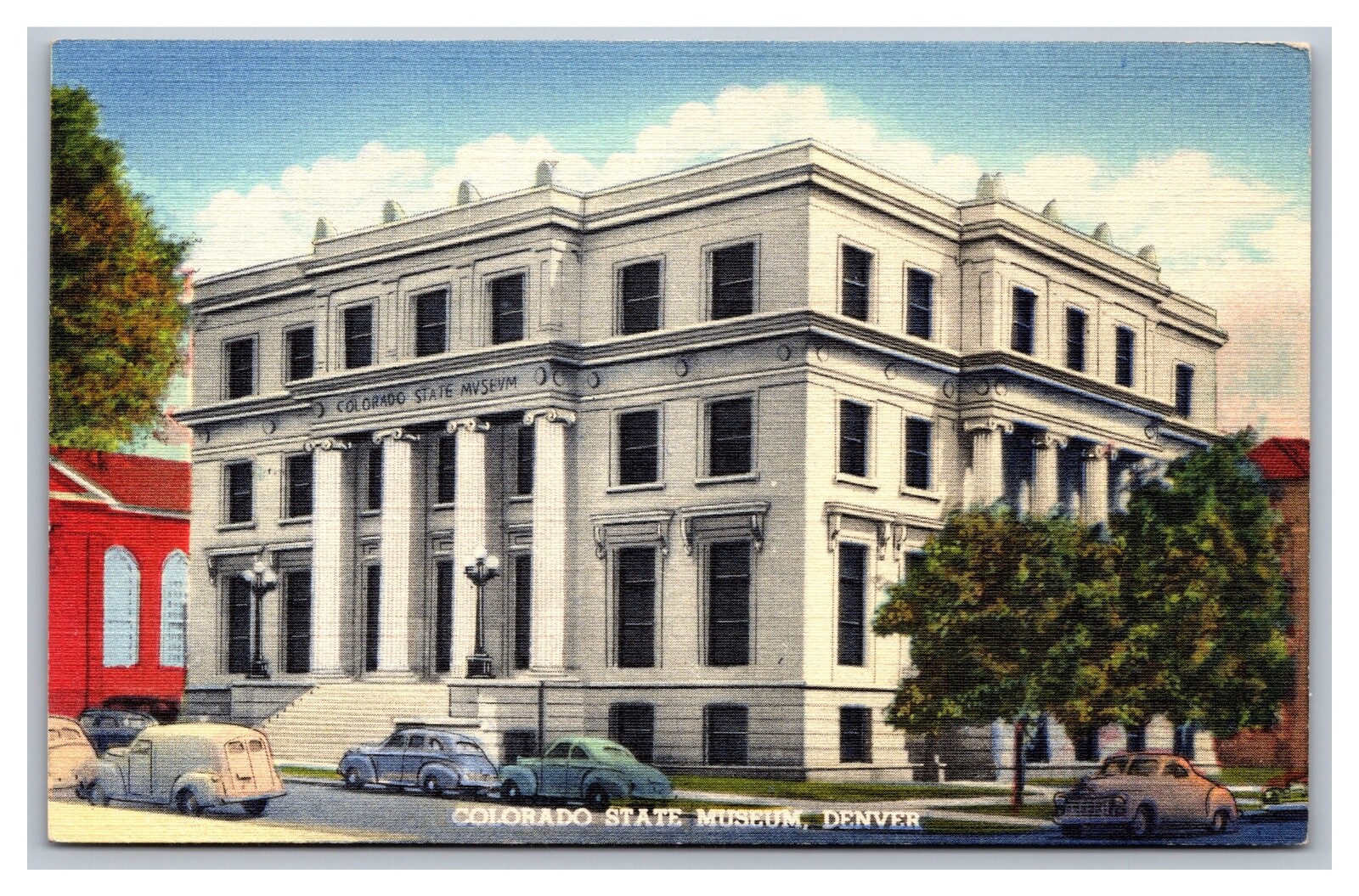 Denver CO Colorado State Museum Sherman Street View Linen Postcard