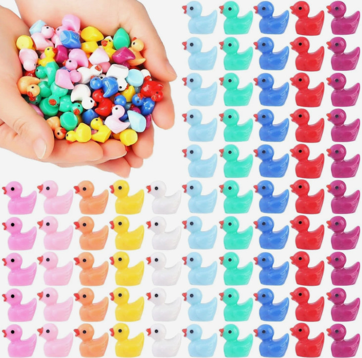 100pcs Tiny Ducks 10 Colors Little Duck Figures Mini Resin Plastic... 